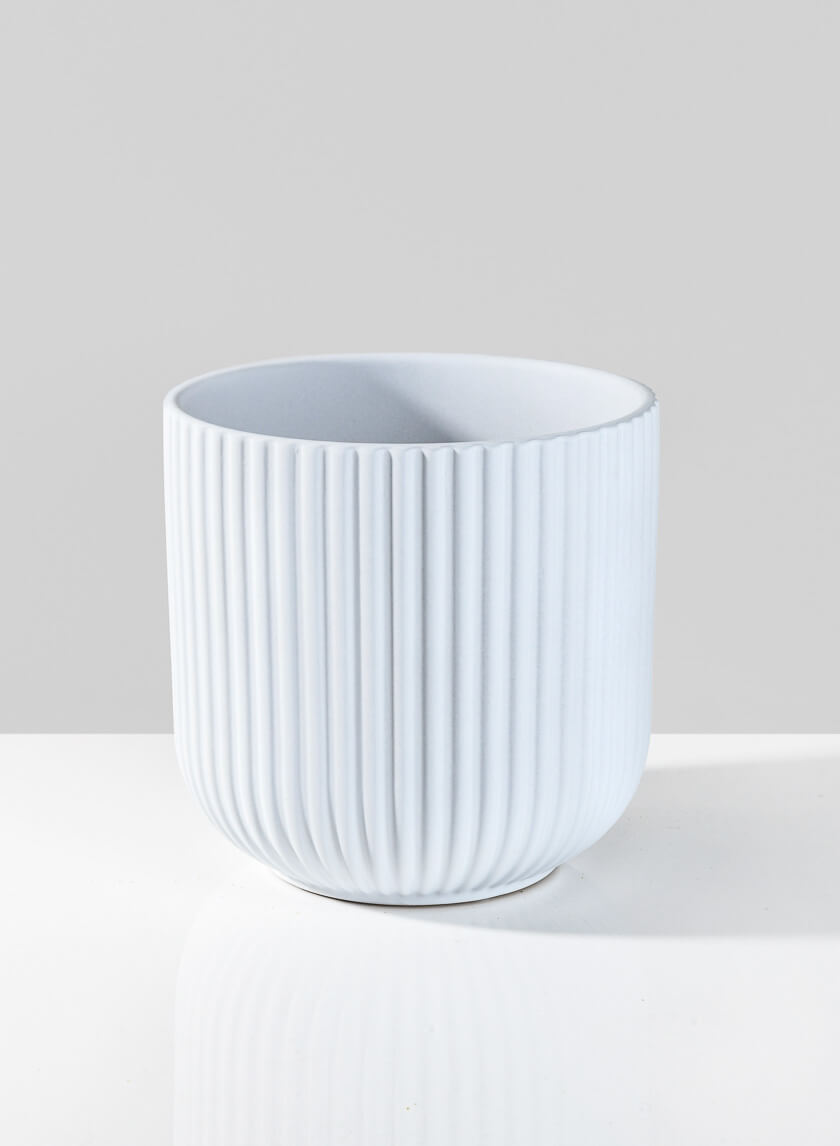 6.5in Tall Oslo White Flower Pot, Large Decor Jamali-garden