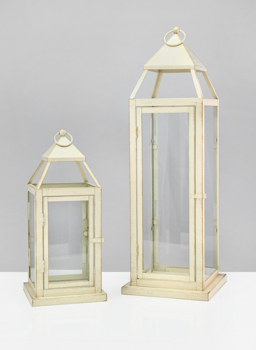 24in Tall Montmartre Aged White Lantern Decor Jamali-garden