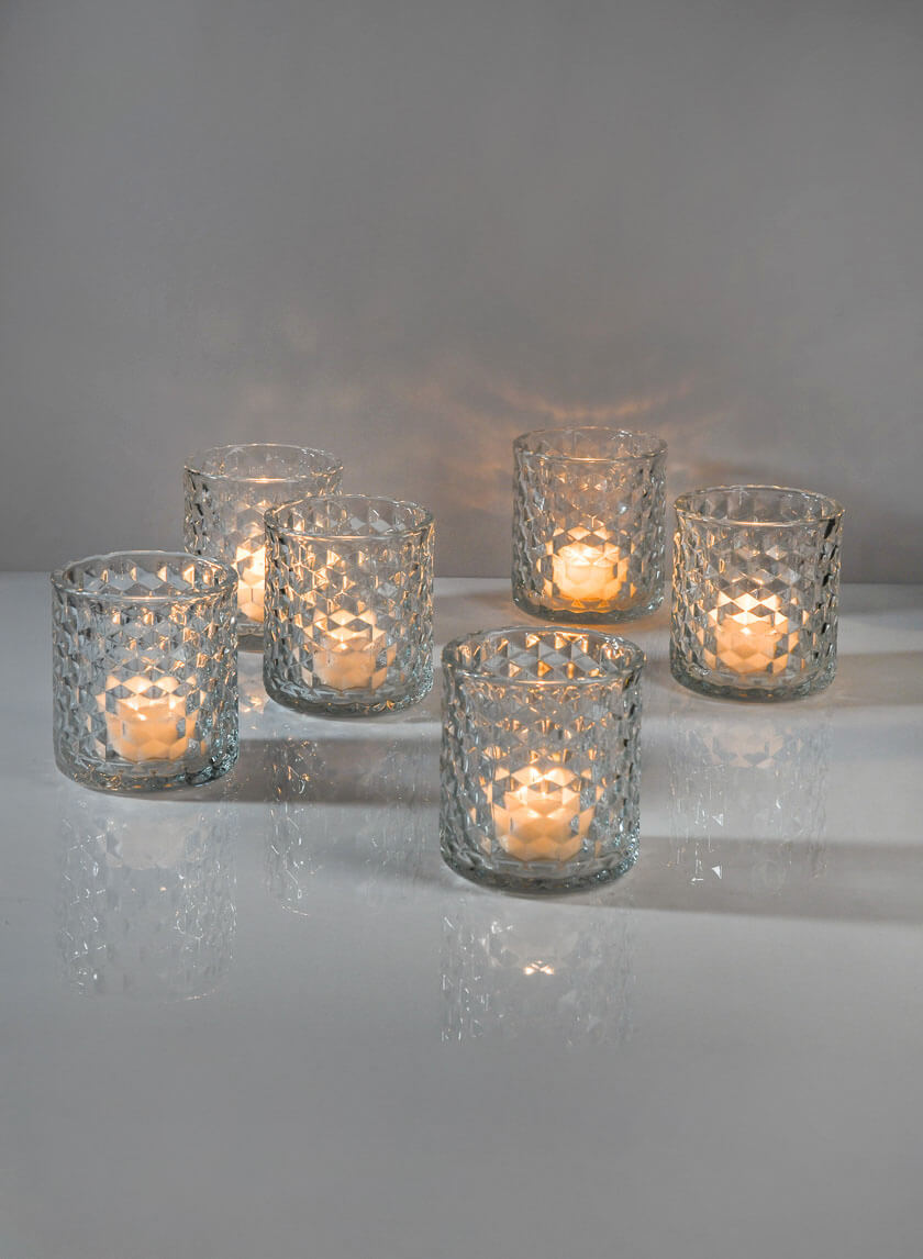 3.5in Tall Hex Glass Votive Holder Decor Jamali-garden