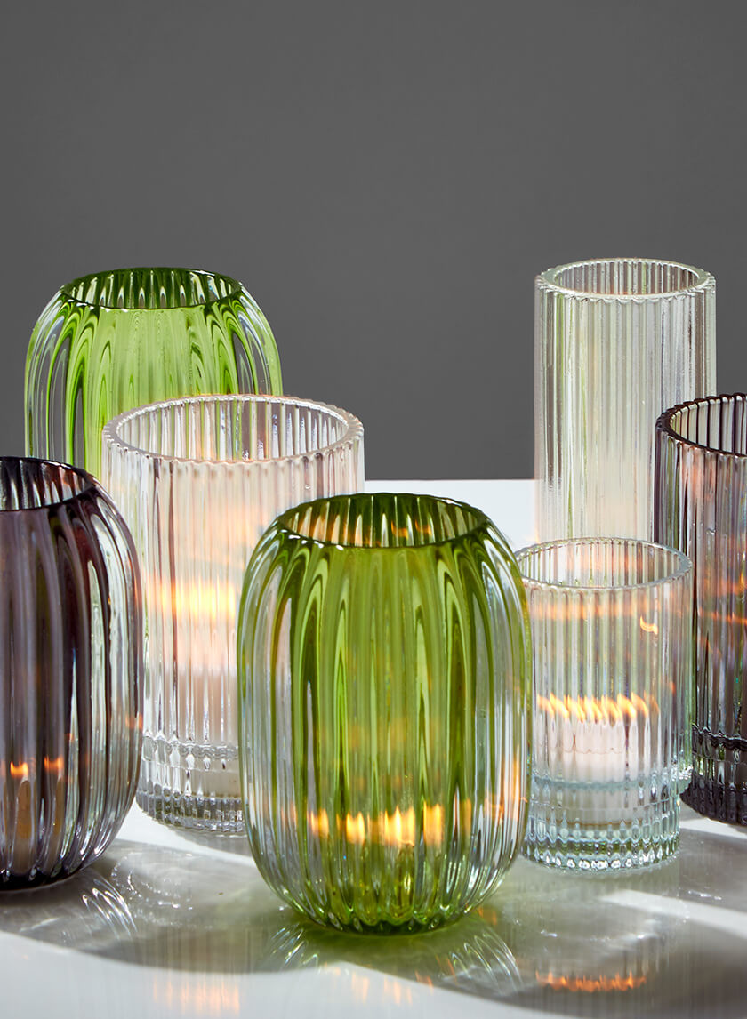 5in Tall Pleated Glass Votive Holder Decor Jamali-garden