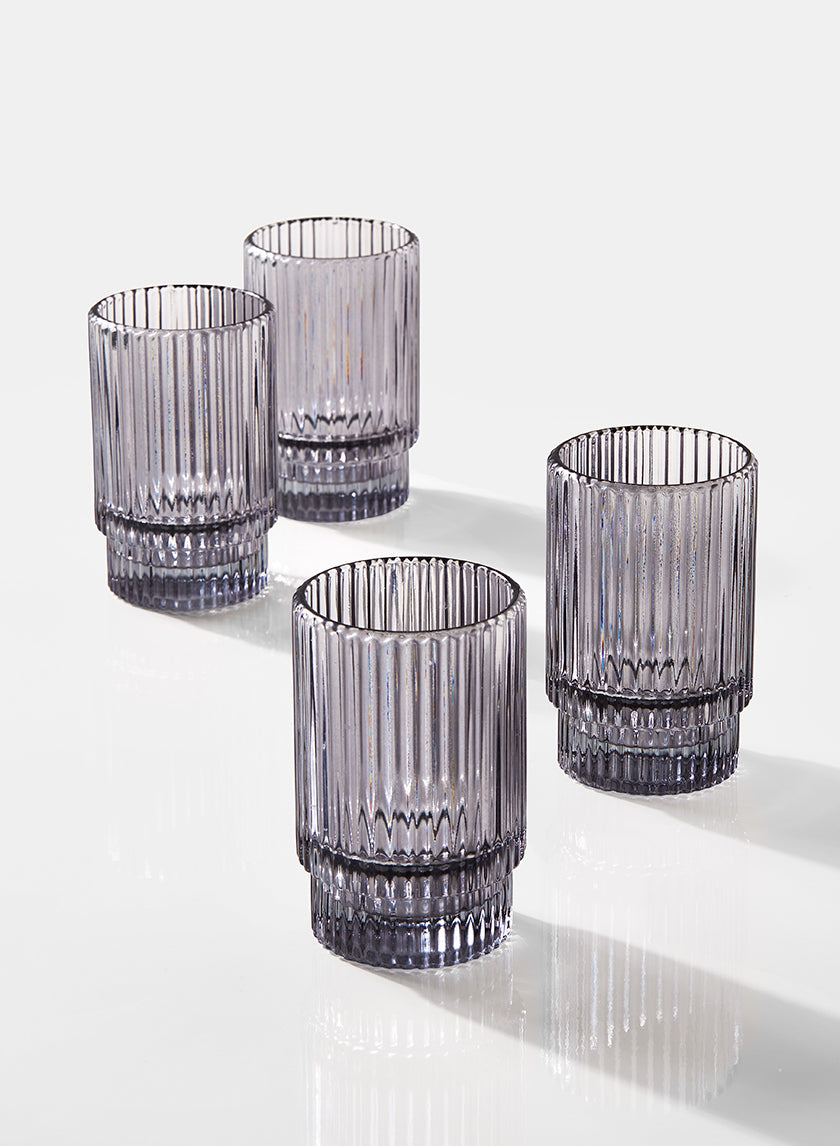 3.75in Tall Smoke Pleated Glass Votive Holder Decor Jamali-garden