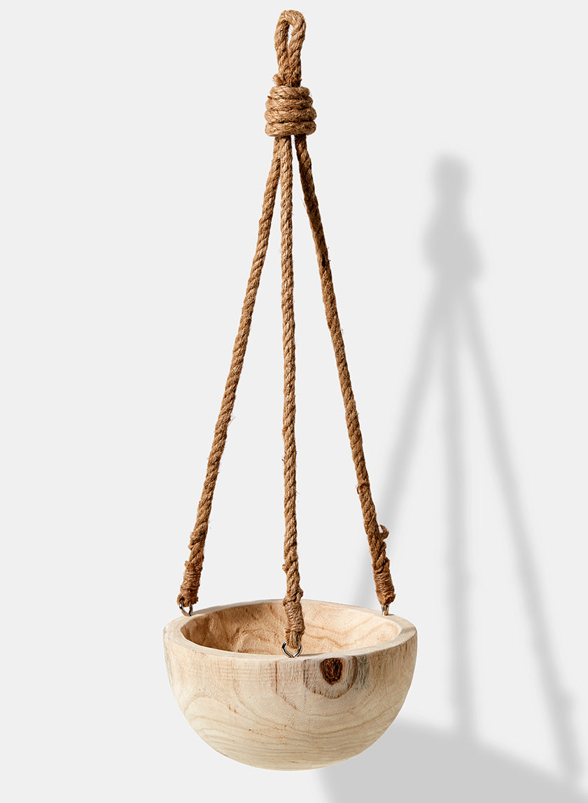 4.5in Tall Hanging Paulownia Wood Bowl Decor Jamali-garden