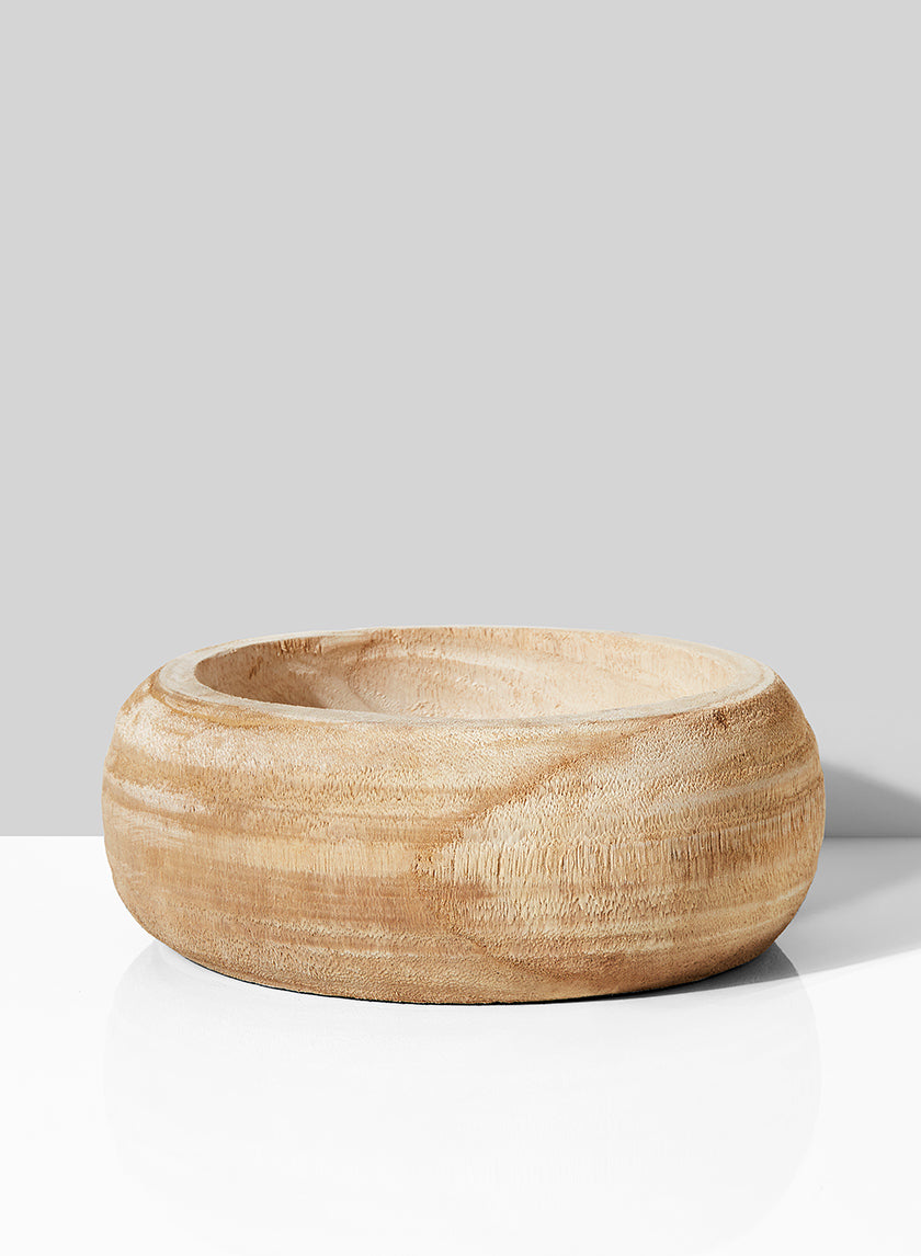 9.5in Wide Round Paulownia Wood Bowl Decor Jamali-garden