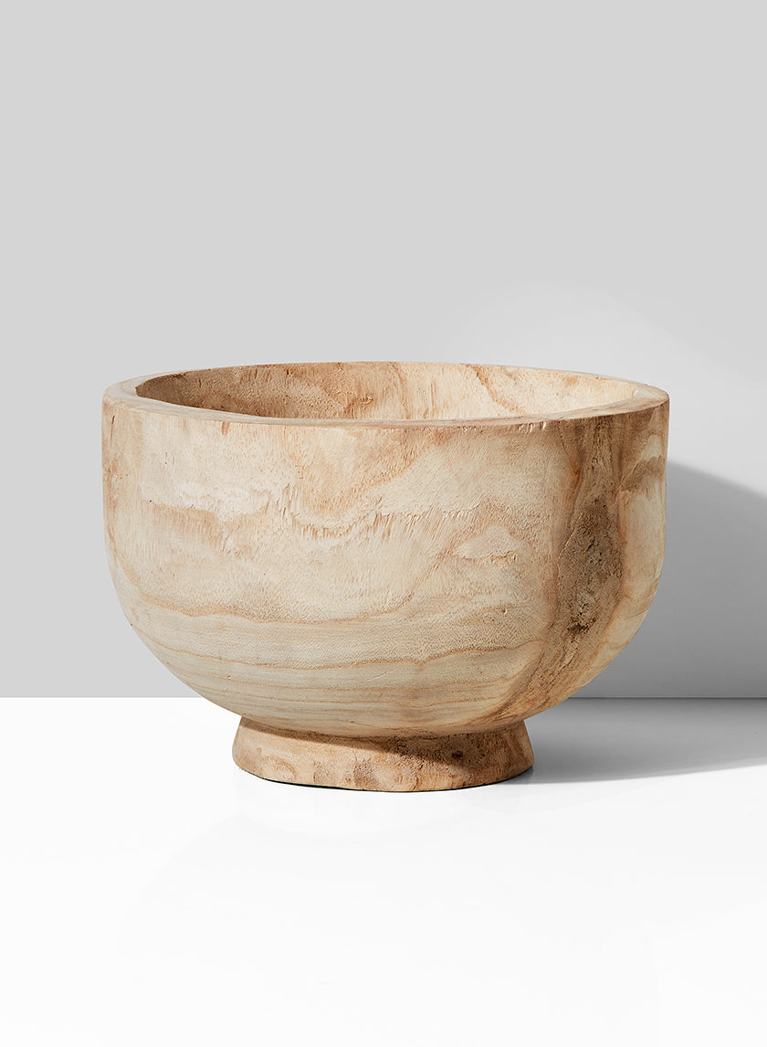 11in Wide Round Paulownia Wood Bowl Decor Jamali-garden