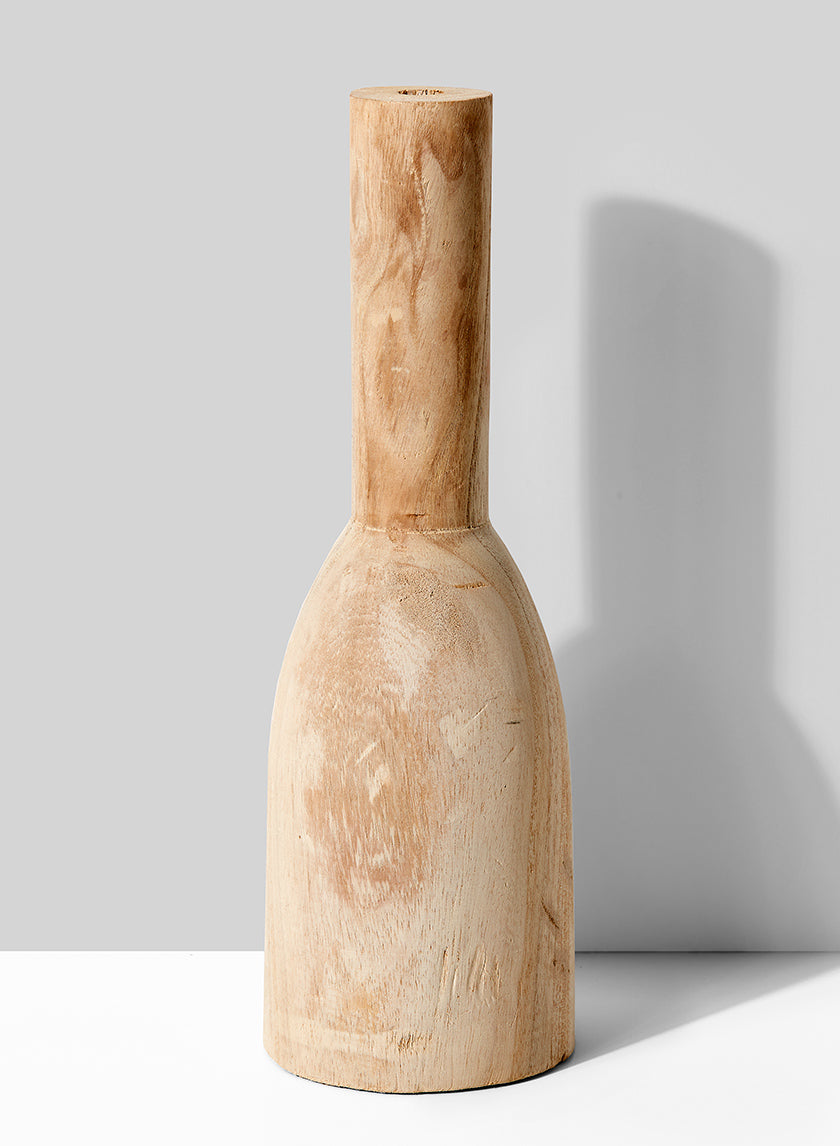 14.5in Tall Paulownia Wood Bottle Vase, Set of 2 Decor Jamali-garden