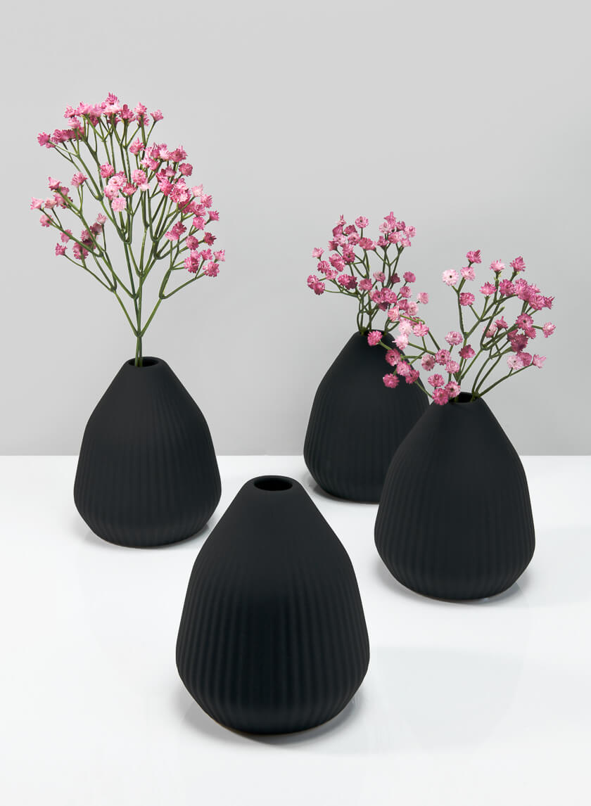 6in Tall Oslo Black Conical Ceramic Vase, Small Decor Jamali-garden
