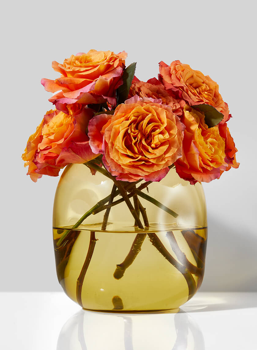 6.5in Tall Dimpled Dark Amber Glass Vase Decor Jamali-garden