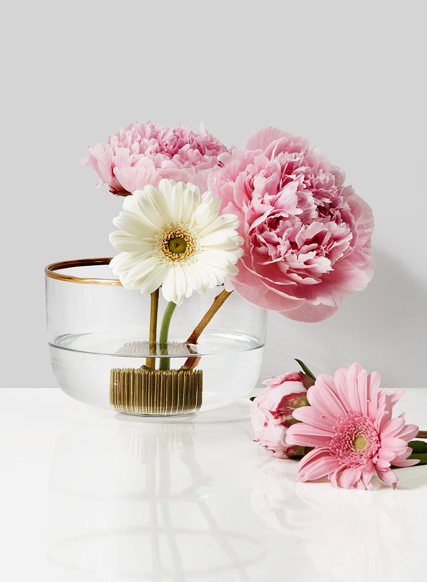 6in Wide Gold Rim Glass Bowl Decor Jamali-garden