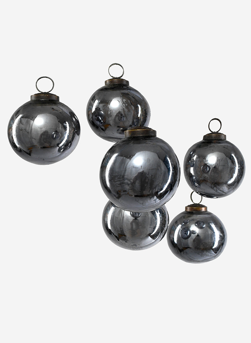 3in Round Antique Platinum Glass Ball Ornament in Window Box Decor Jamali-garden