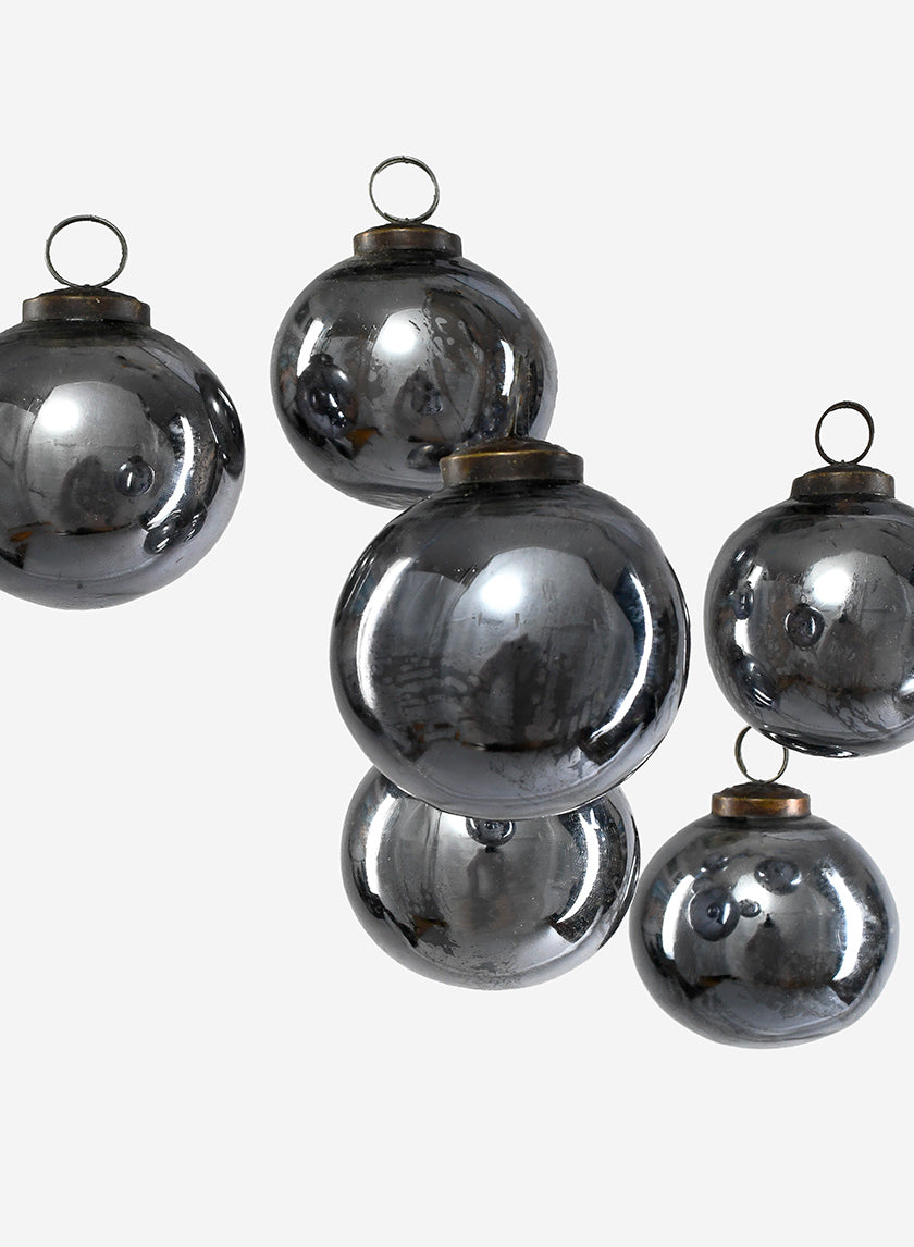 3in Round Antique Platinum Glass Ball Ornament in Window Box Decor Jamali-garden