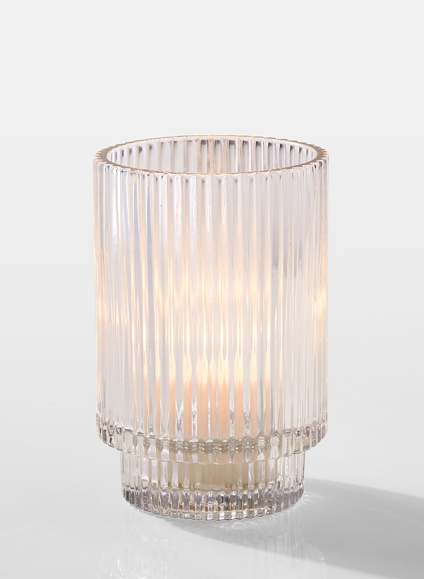 5in Tall Pleated Glass Votive Holder Decor Jamali-garden