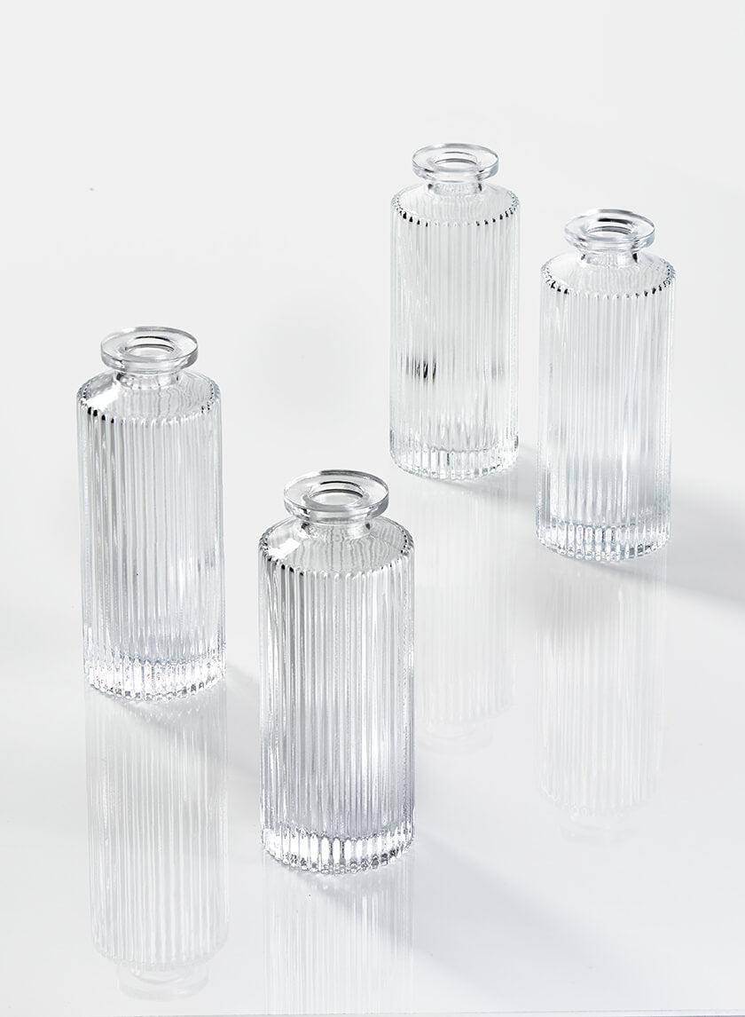 5.25in Tall Clear Pleated Glass Bottle Bud Vase Decor Jamali-garden