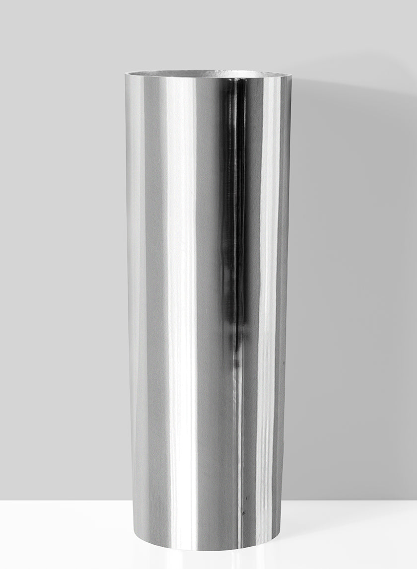 17in Tall Polished Aluminum Cylinder Vase Decor Jamali-garden