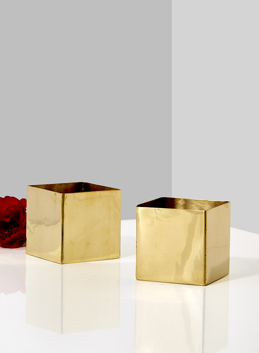 3in Tall Cube Stainless Steel Vase Decor Jamali-garden