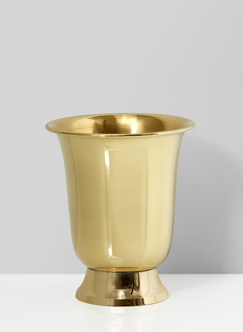 4.75in Tall Footed Brass Vase Decor Jamali-garden