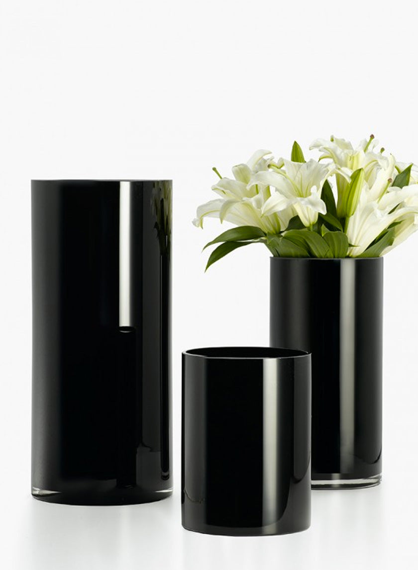 Black Glass Cylinder Vases Decor Jamali-garden