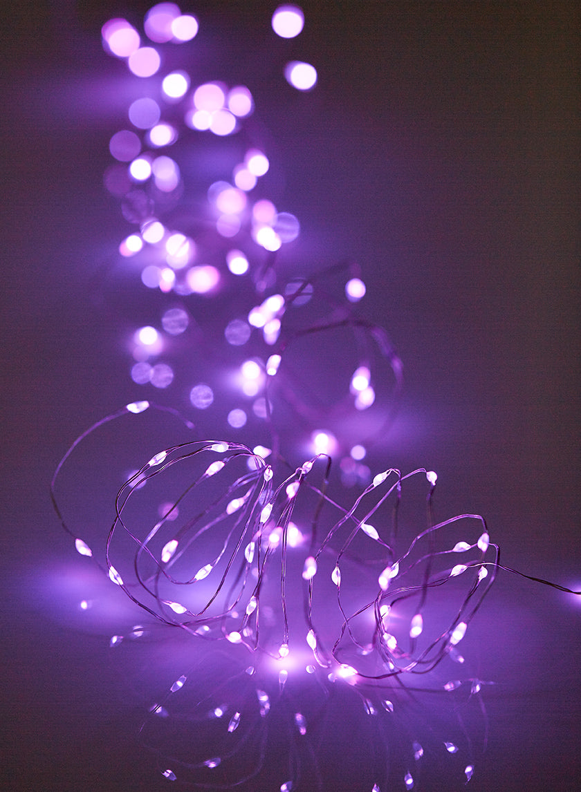 13ft Long 80-Light Purple Naked Wire L.E.D. Light String, Battery Operated Decor Jamali-garden