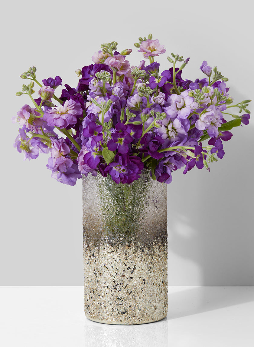 6½in Tall Pewter Ombre Glass Vase Decor Jamali-garden