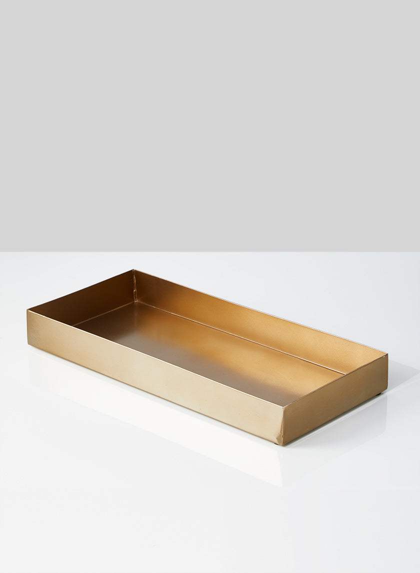 13in Long Gold Rectangular Iron Tray Decor Jamali-garden