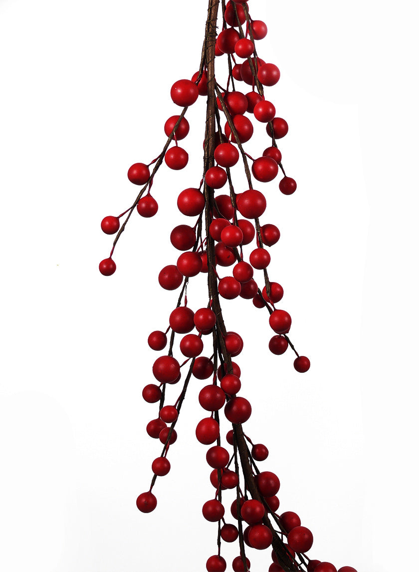 58in Long Matte Red Berry Garland Decor Jamali-garden