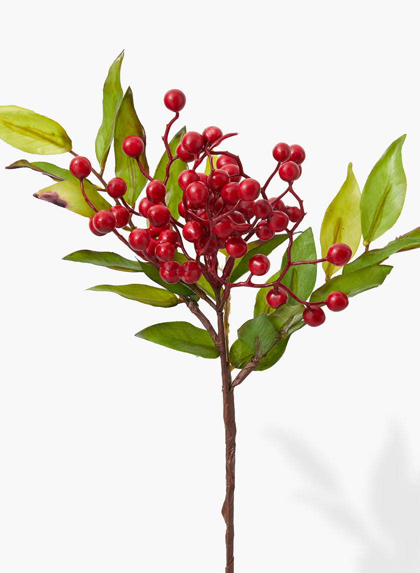 17in Long Red Berry Branch Decor Jamali-garden