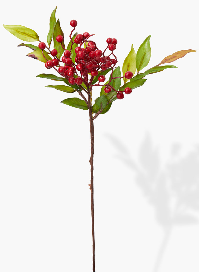 17in Long Red Berry Branch Decor Jamali-garden