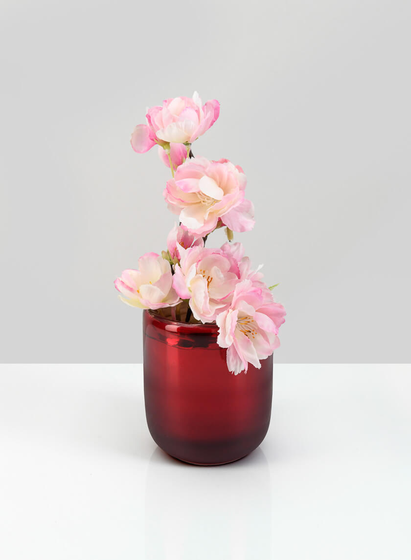 3.5in Tall Ebba Hand Blown Red Glass Candleholder Decor Jamali-garden