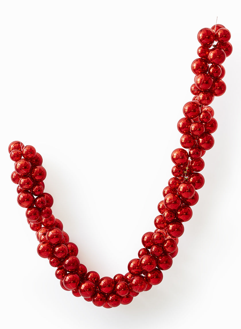 6ft Long Red Mercury Glass Plastic Ball Garland Decor Jamali-garden