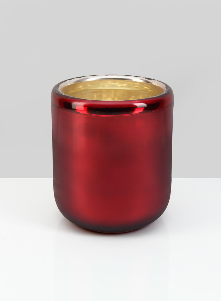 6in Tall Ebba Hand Blown Red Glass Hurricane Decor Jamali-garden