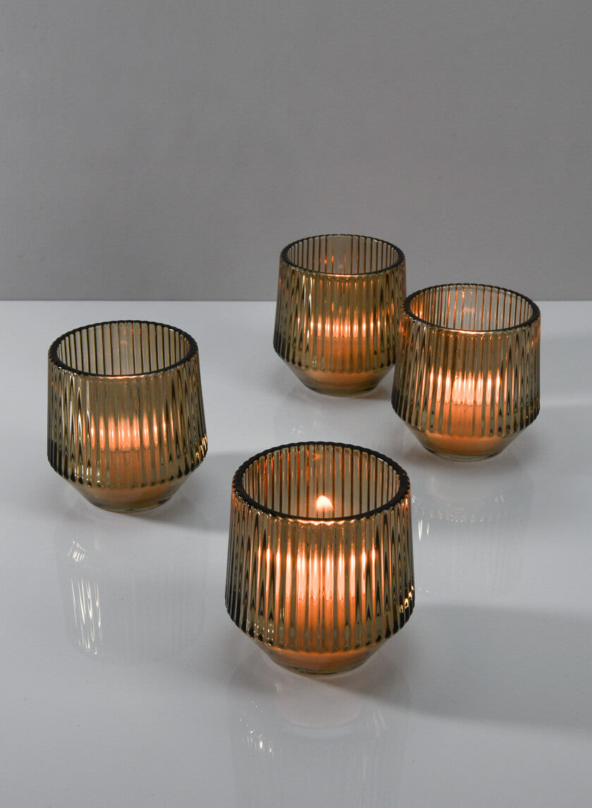 3.25in Tall Ola Pleated Glass Candleholder, Small Decor Jamali-garden