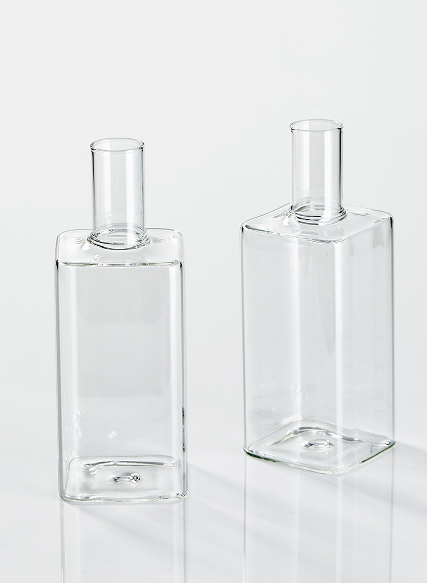 6in Tall Square Bottle Bud Glass Vase Decor Jamali-garden