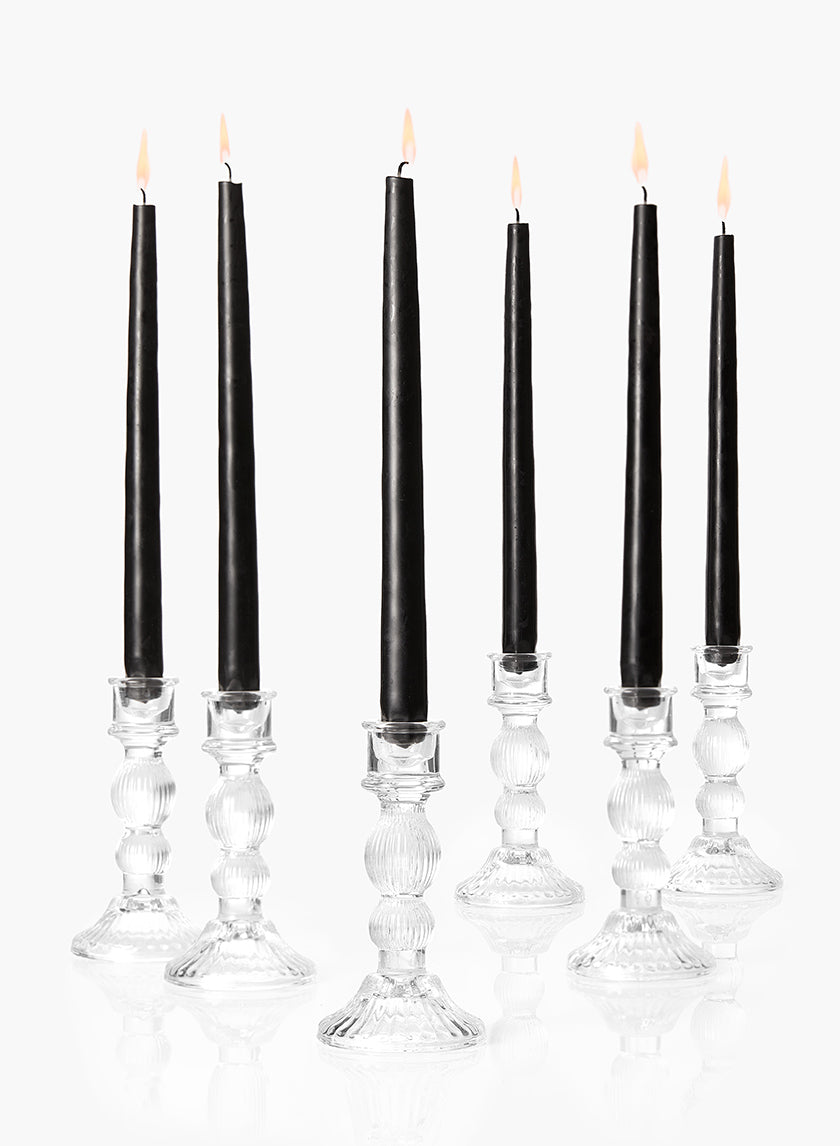 6in Tall Rippled Glass Candlestick Decor Jamali-garden