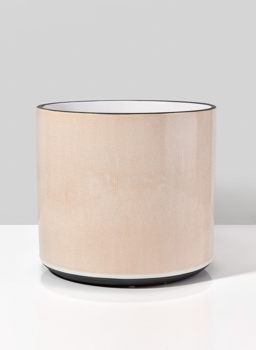 7.25in Tall Rose Beige Linen Ceramic Cylinder Vase Decor Jamali-garden