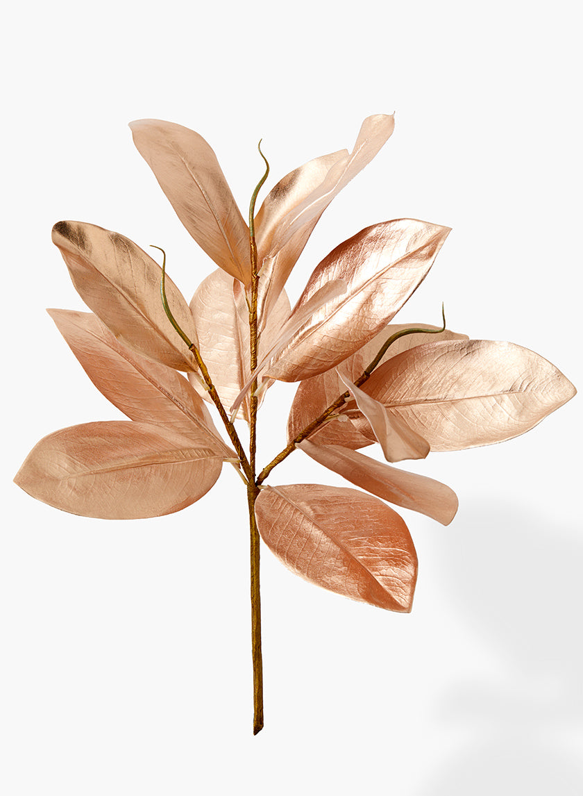 17in Long Rose Gold Magnolia Leaf Pick Decor Jamali-garden