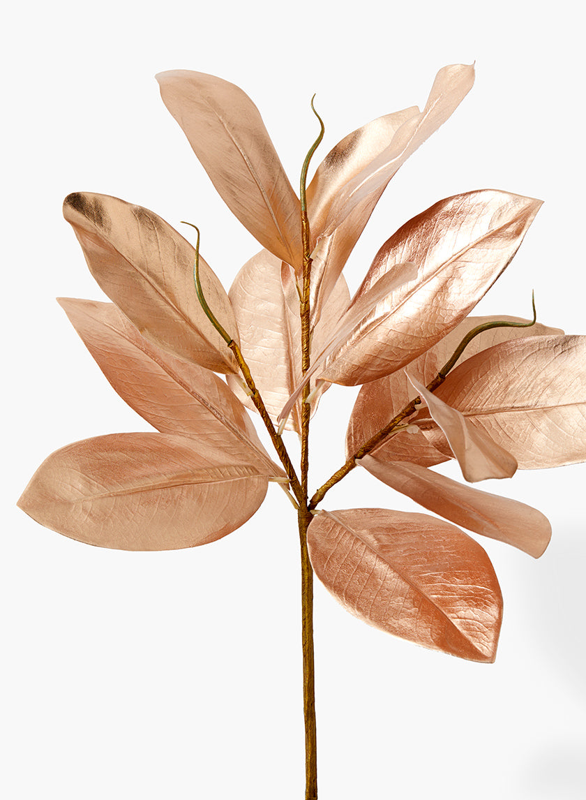 17in Long Rose Gold Magnolia Leaf Pick Decor Jamali-garden