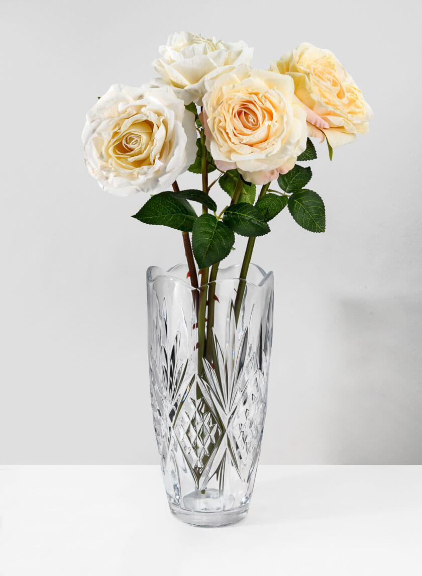 11.75in Tall Festonne Petillant Classic Glass Vase Decor Jamali-garden