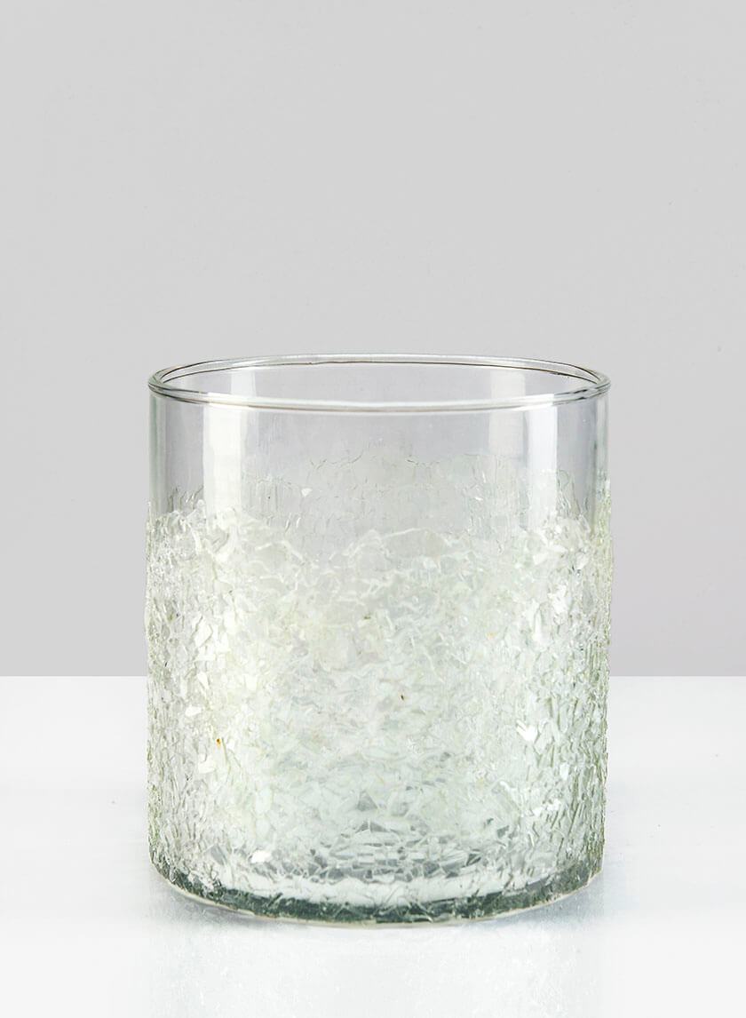 4.75in Tall Glace Iced Glass Cylinder Decor Jamali-garden