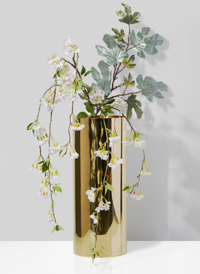 20in Tall Gold Stainless Steel Cylinder Decor Jamali-garden