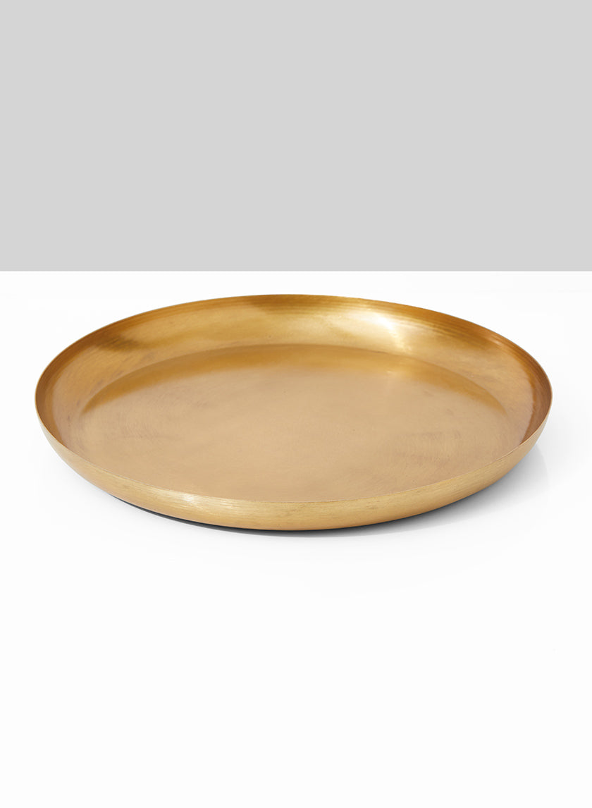 9.5in Wide Round Gold Tray Decor Jamali-garden