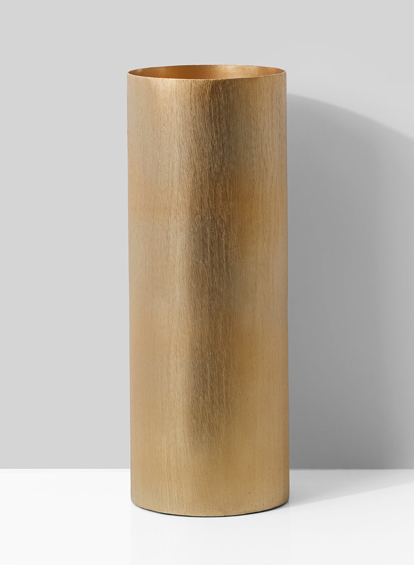 14in Tall Gold Cylinder Vase Decor Jamali-garden
