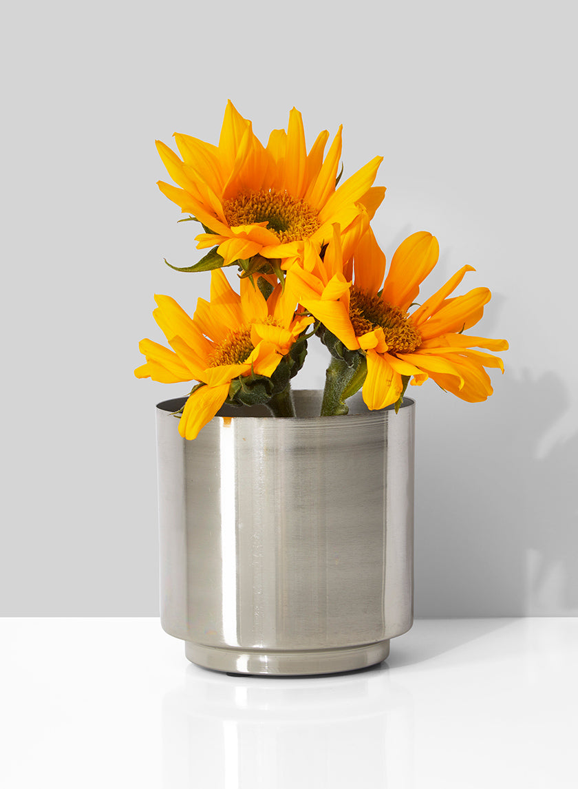 4in Tall Silver Vase Decor Jamali-garden