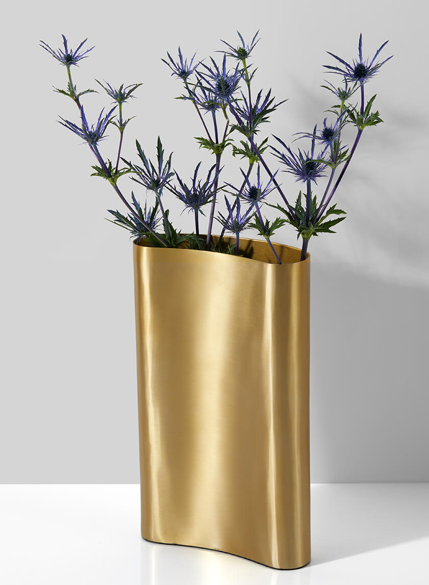 12in Tall Bretagne Matte Gold Curved Vase Decor Jamali-garden