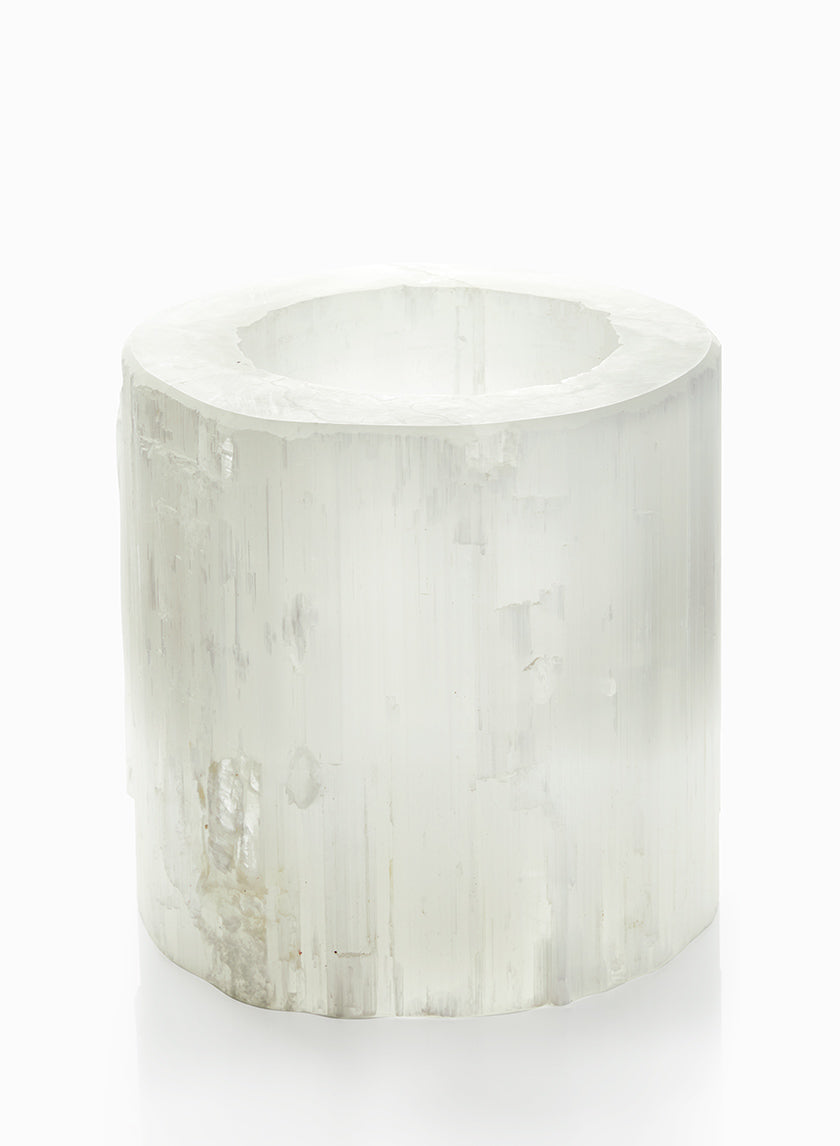 5in Tall Moroccan Selenite Trunk Glass Vase Decor Jamali-garden