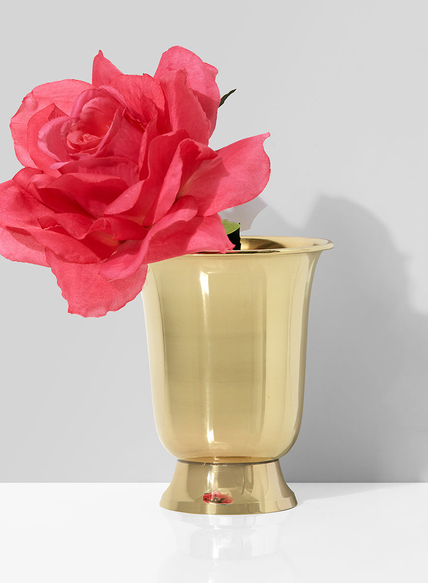 4.75in Tall Footed Brass Vase Decor Jamali-garden