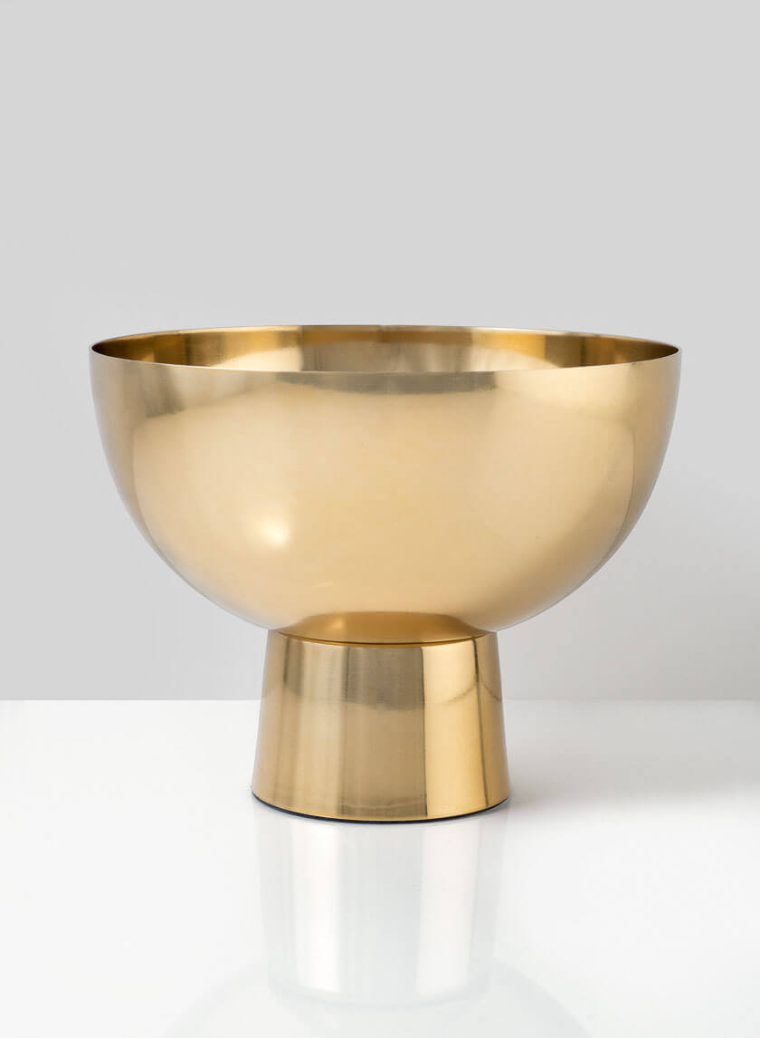 7in Wide Le Mans Gold Pedestal Bowl Decor Jamali-garden