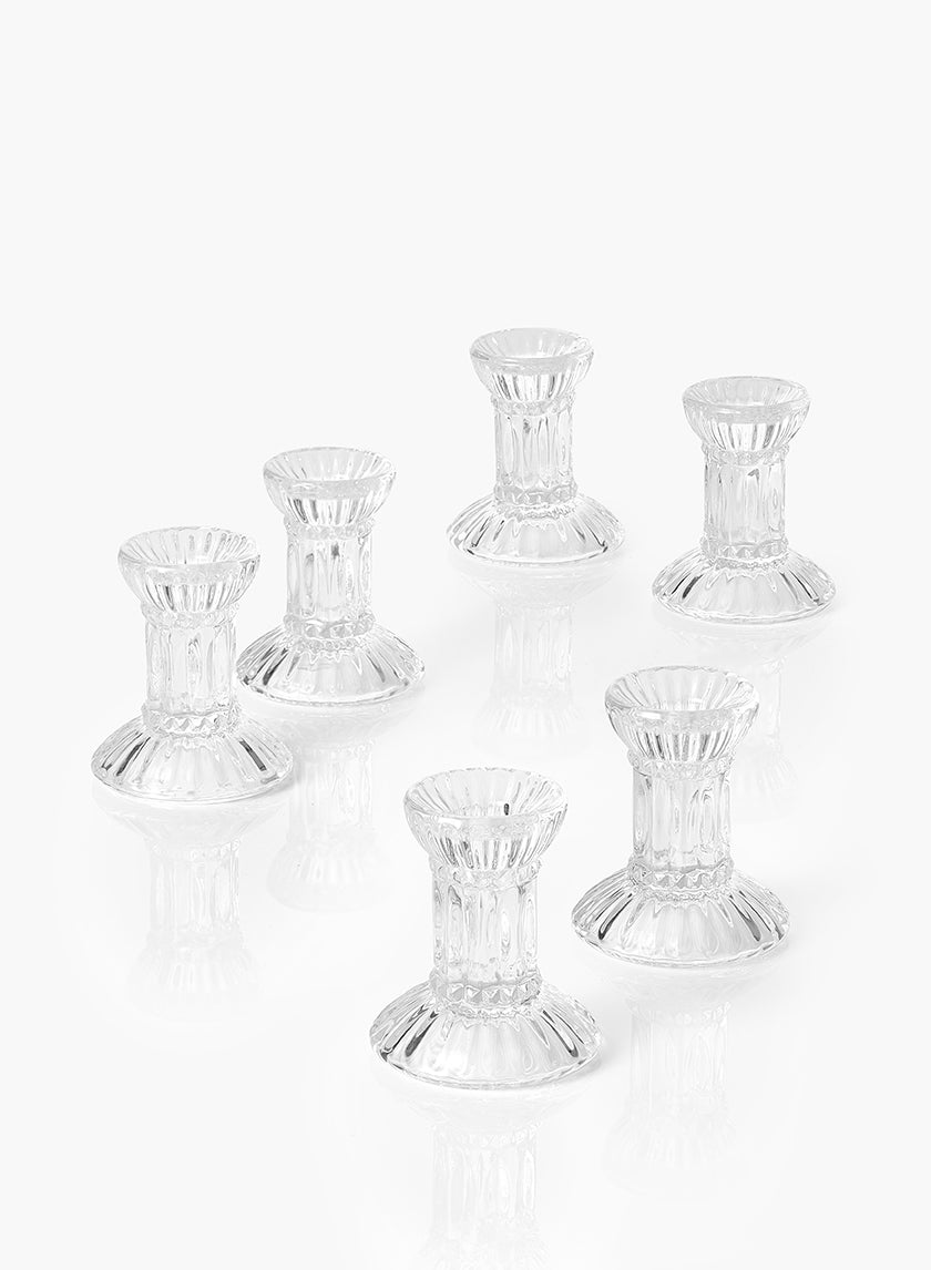 3in Tall Fluted Glass Candlestick Decor Jamali-garden