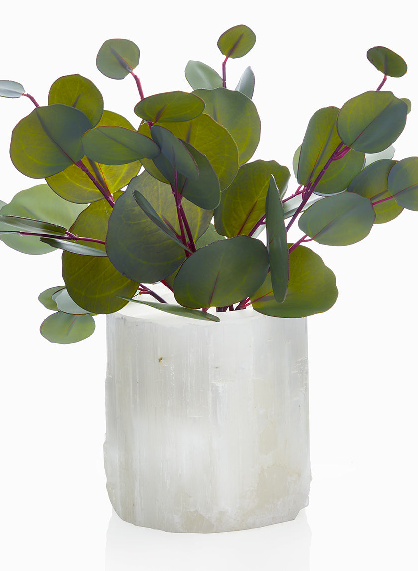 5in Tall Moroccan Selenite Trunk Glass Vase Decor Jamali-garden