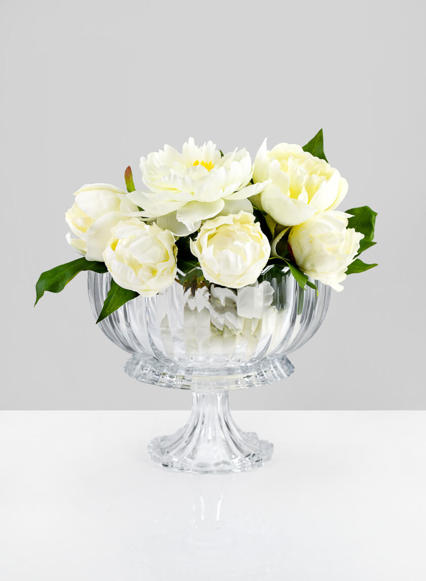 9in Wide Arctic Ice Glass Compote Decor Jamali-garden