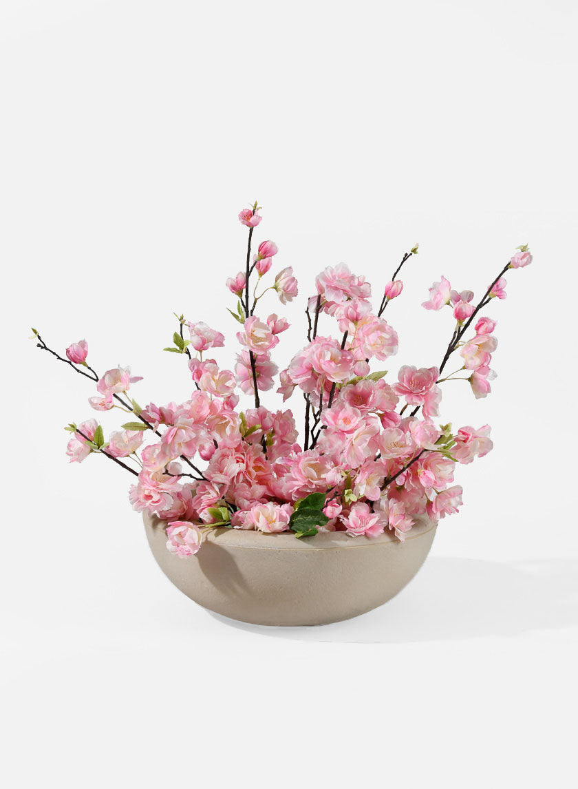 14.75in Wide Antique White Stone Lip Bowl Decor Jamali-garden