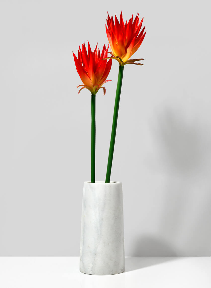 10in Tall White Marble Tuscan Column Vase Decor Jamali-garden
